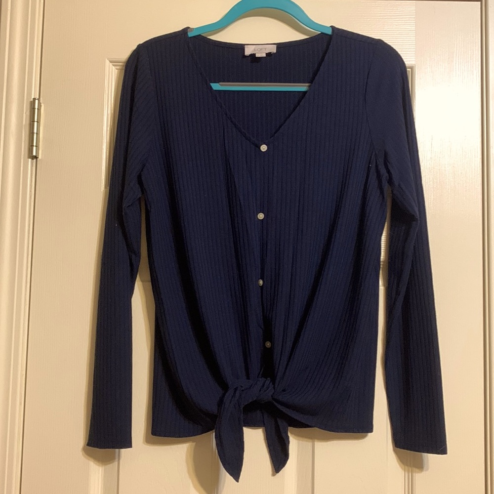 Loft tie-front ribbed top